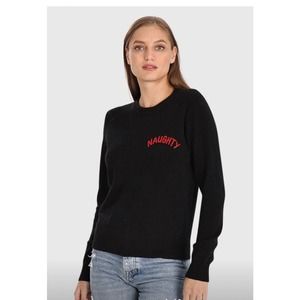 Minnie Rose Naughty Beaded Crew Pullover In Black… - image 1